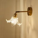 Axyaa Glass Shade Brass Wall Sconce Lamp - Modern Luxury Mirrored Bedside Light