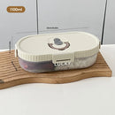 Axyaa Oval Lunch Box Set with Foldable Utensils - Leak-proof Container for Students & Kids