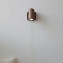 Axyaa Wood LED Wall Lamp Sconce Pull Chain Switch Square Round Light