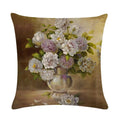 Axyaa Retro Flower Oil Painting Linen Pillowcase 45*45cm