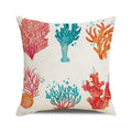 Axyaa Coral Marine Life Watercolor Cushion Cover Ocean Fish Linen Pillowcase