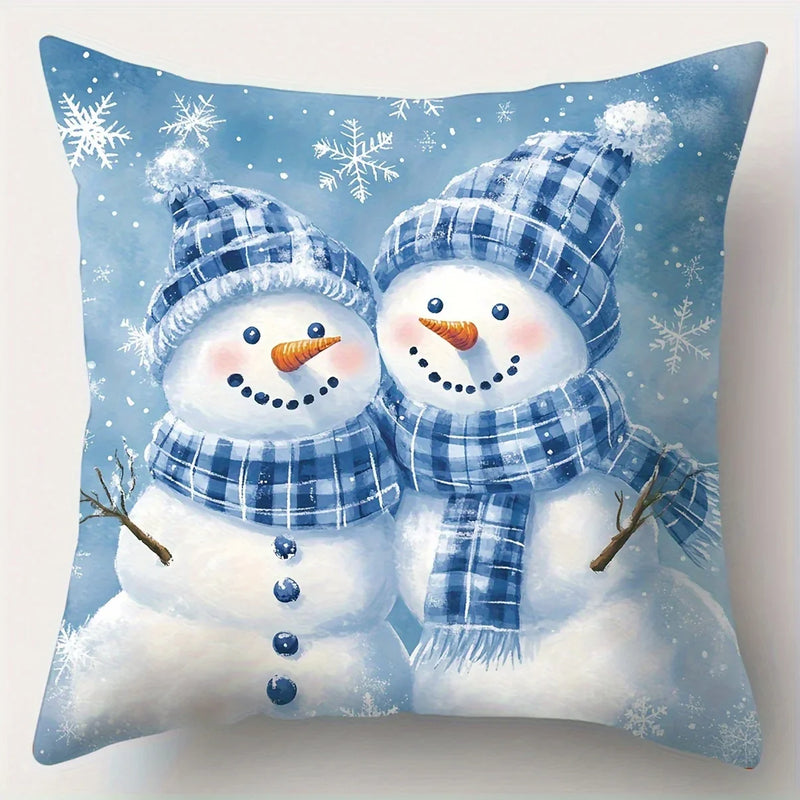 Axyaa Christmas Pillow Covers Set - Santa Claus, Snowman, Reindeer & Holiday Tree Designs