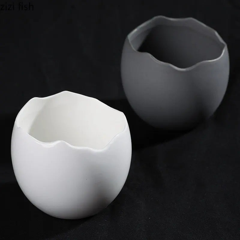 Axya Ceramic Egg Shell Dessert Bowl Set - Solid Color Tableware for Snacks & Soup