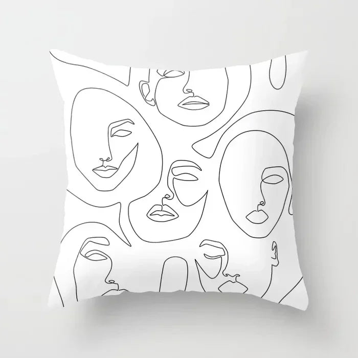 Axyaa Abstract Art Couple Portrait Pillow Cover 45X45CM