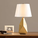 Axyaa Irregular Metal Bedside Desk Lamp with Fabric Lampshade for Home Decor