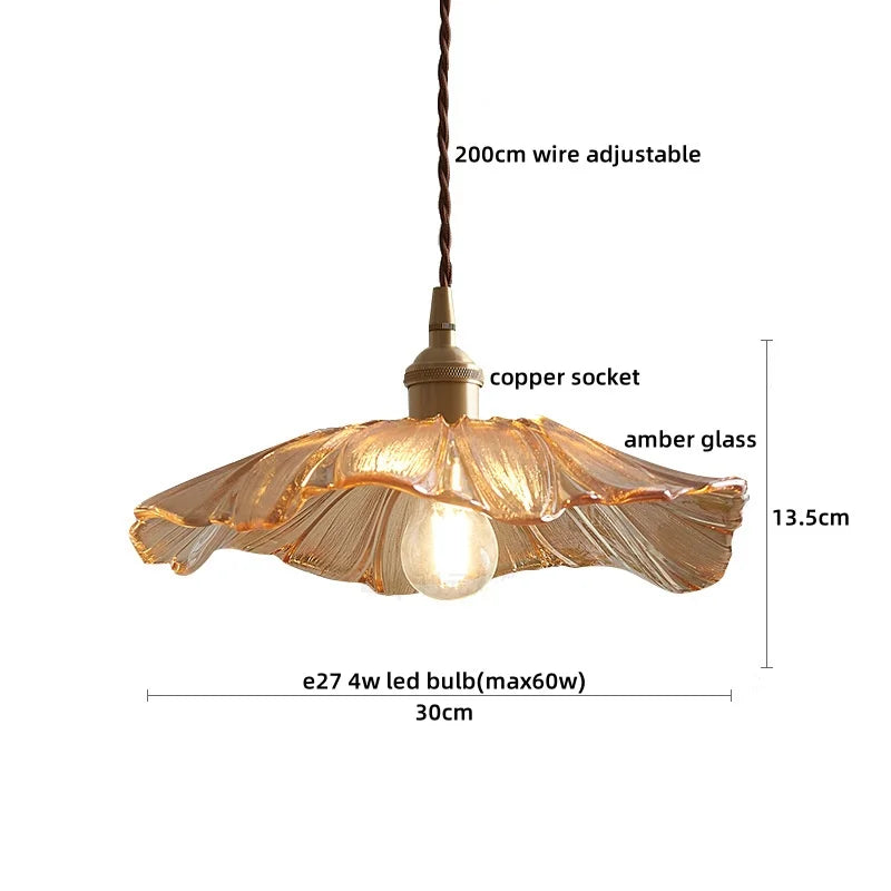 Axyaa Clear Glass LED Pendant Lamp with Knob Switch - Modern Copper Hanglamp
