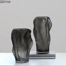 Axyaa Brown Wrinkle Glass Vase Floral Vases Modern Home Desk Decor