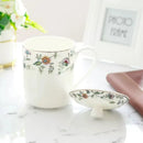 Axyaa Bone  Wake Up Coffee Mug, Flower Tea Cup with Lid