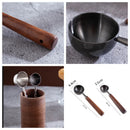 Axyaa Wooden Measuring Spoon Scoop Household Kitchen Tool with Long Handle