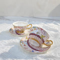 Axyaa Gold Enamel Flower Bird Mug & Saucer Set - 220ML