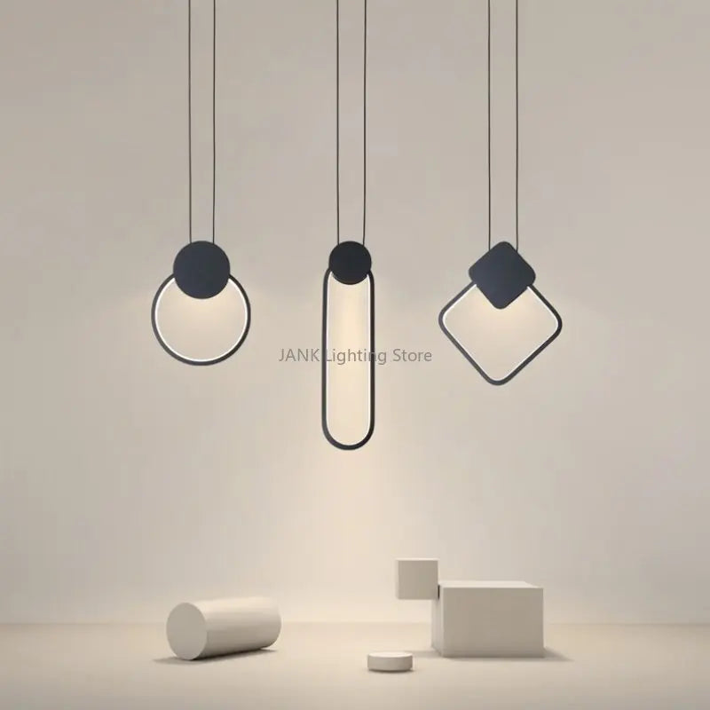 Axyaa Nordic Square Circle LED Pendant Light Chandelier - Modern Home Decor