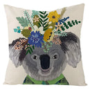 Axyaa Kawaii Flower Linen Pillow Case 45x45 cm Cute Animal Cushion Cover