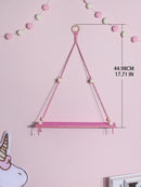 Pink/Green Wooden Shelf Wall Decor by Axyaa: Nordic Style Floating Display Stand