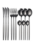 Axyaa 12pc Stainless Steel Cutlery Set - Knife, Fork, Spoon