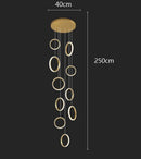 Axyaa LED Ring Pendant Chandelier | Adjustable Hanging Cables | Gold/Black | Home Dining Living Room