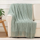 Axyaa Plaid Knit Throw Blanket Green – Soft Woven Sofa Bedspread Summer Decor