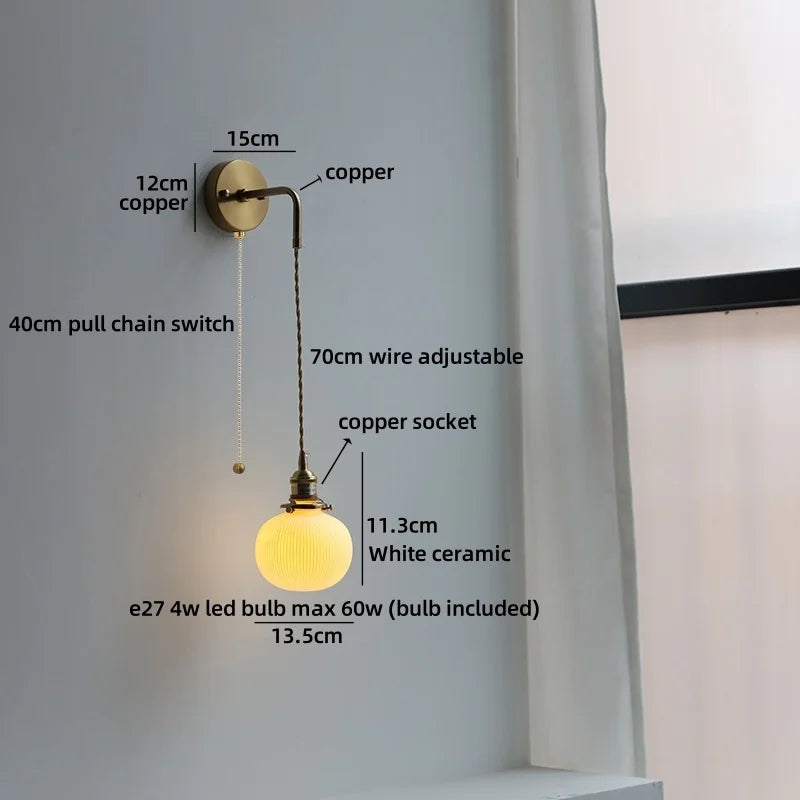 Axyaa Ceramic Shade LED Wall Lamp: Up Down Rotate Stair Lighting Fixture