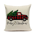 Axyaa Christmas Pickup Trucks Linen Cushion Covers 45x45 for Modern Home Decor