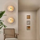 Axyaa Wabi Sabi LED Wall Lamp Circular Yellow Travertine Bedroom Bathroom Mirror Light