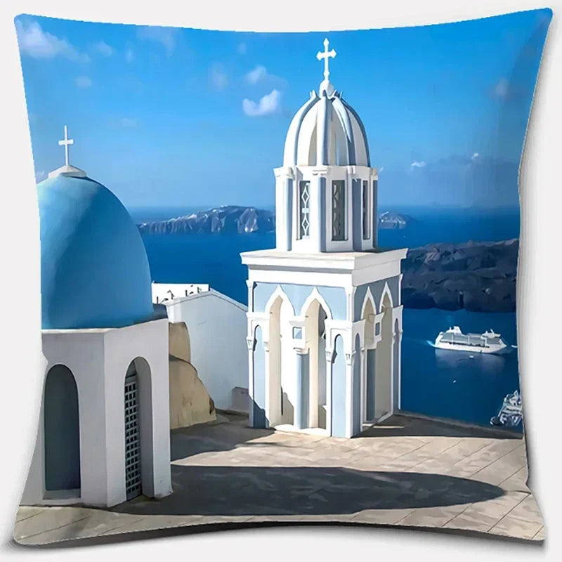 Axyaa Santorini Series Pattern Pillowcase Square Cushion Cover Home Sofa Decor