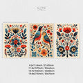 Retro Scandinavian Flower Birds Canvas Wall Art Print by Axyaa
