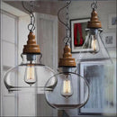 Axyaa Rustic Wood Pendant Lights Glass Ball Kitchen Decor Lighting