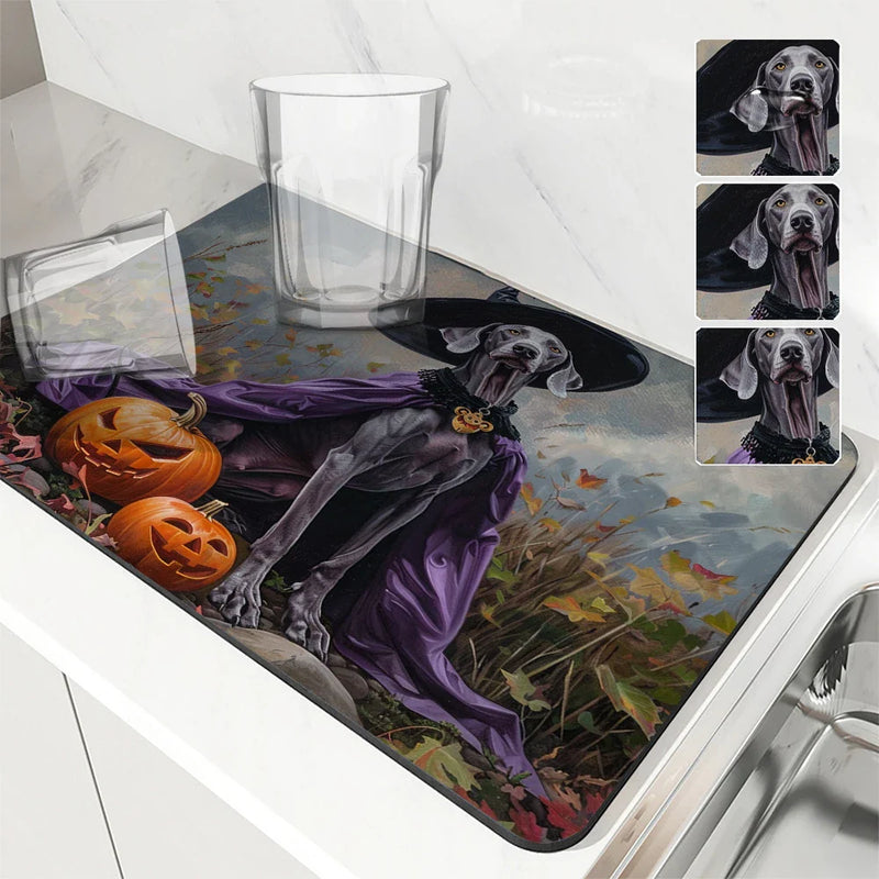 Axyaa Halloween Pumpkin Drain Pad Kitchen Drying Mat