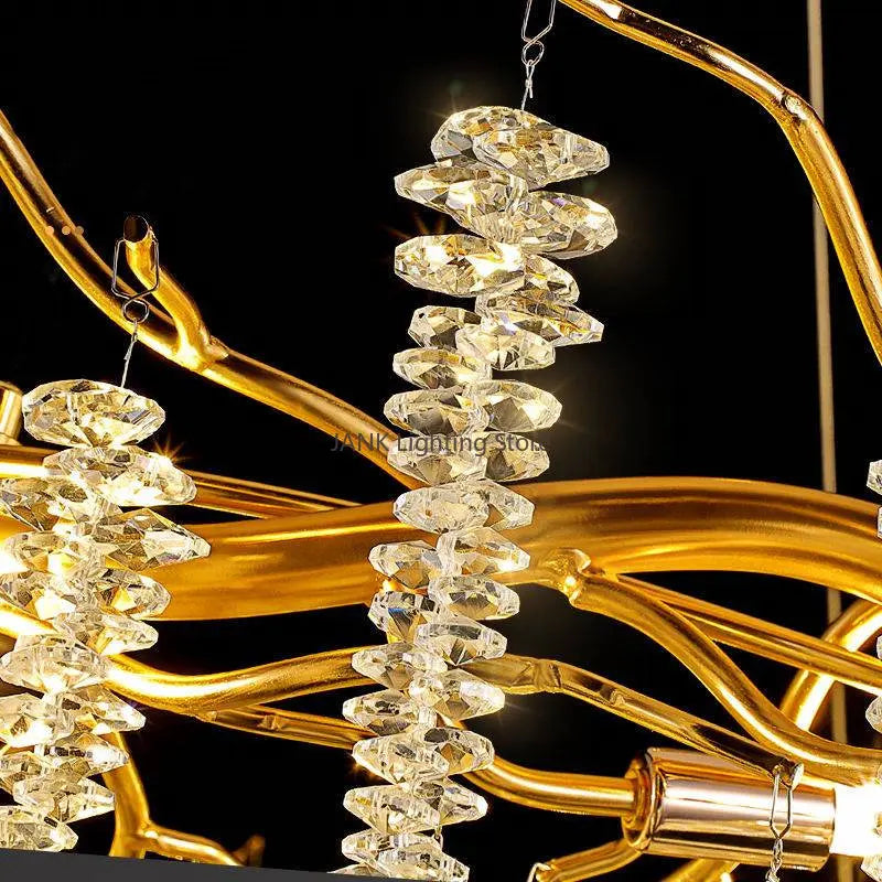 Axyaa Crystal Tassel Pendant Chandelier - Luxury LED Indoor Lighting