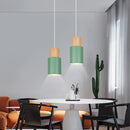 Axyaa Nordic Green Wood Metal Pendant Lamp for Home and Restaurant Lighting