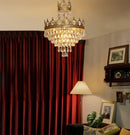 Axyaa Gold Crown Crystal Chandelier: Elegant Luxury Ceiling Light for Home