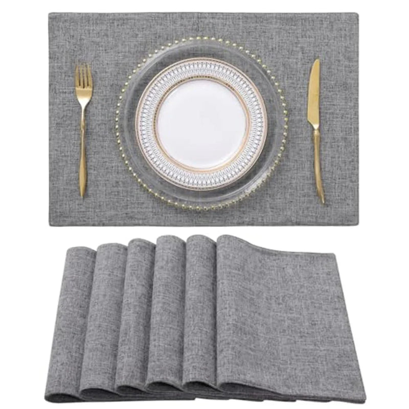 Axyaa Cotton Linen Table Mat Set - Non-Slip Kitchen Dining Placemats Home Decor