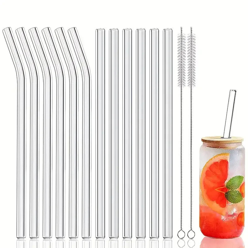 Axyaa Glass Straws: Creative, High-Temperature Resistant Straws for Juice, Milk, Coffee, Cola