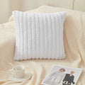 Axyaa Striped Faux Rabbit Fur Pillowcase Cojines - Modern Nordic Solid Color