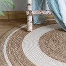 Axyaa Round Woven Rattan Carpets, Natural Straw Floor Mats for Living Room & Bedroom