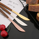 Axyaa Stainless Steel Wooden Handle Cutlery Set Dinnerware Flatware Knife Spoon Fork