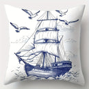 Axyaa Nautical Sailing Sofa Pillowcase Set, 4pcs 17.7"x17.7", Home Decor & Waist Cushion