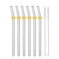 Axyaa Flower Glass Straw Set - 6pcs for Juice Smoothies Milk Party Bar
