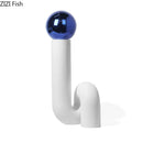 Axyaa Geometric White Vase: Modern Decorative Flower Arrangement for Home Office