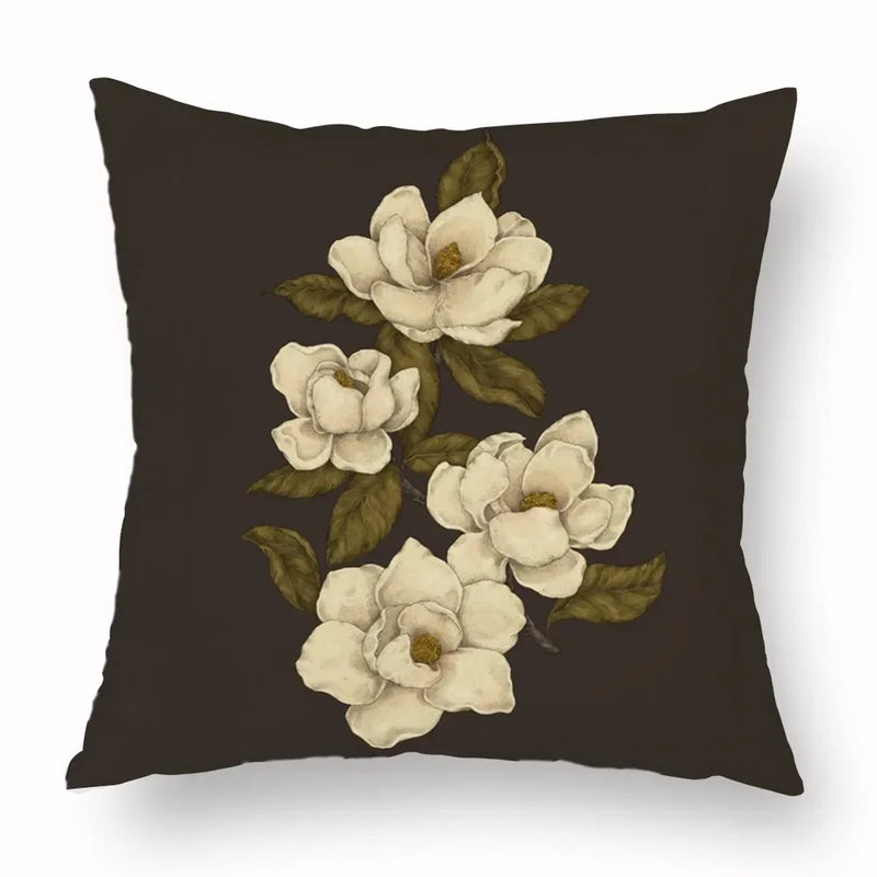 Axyaa Retro Flower Fox Pillowcase in Peach Skin Velvet.