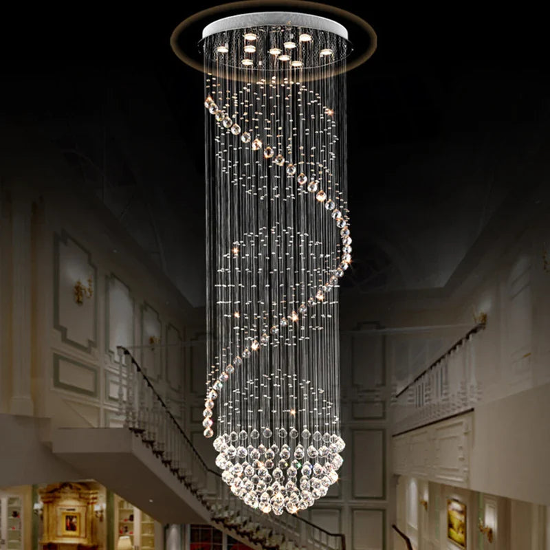 Axyaa ModernCrystal LED Chandelier Staircase Lamp for Stylish Home, Hotel, Villa Hall