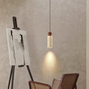 Axyaa Travertine Stone Cylinder LED Pendant Lights for Home Bedside Decor