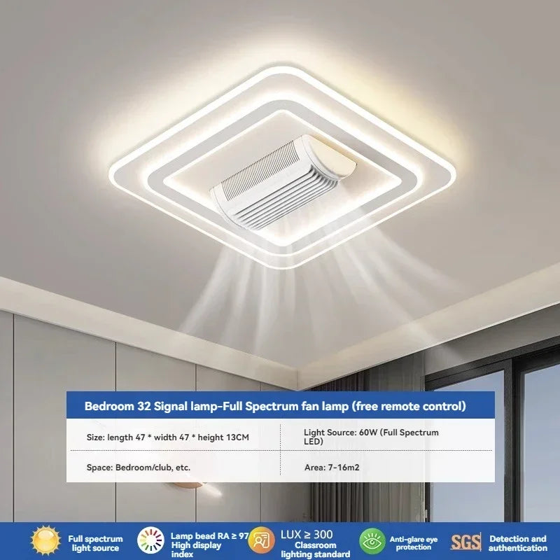 Axyaa Round Square LED Ceiling Fan Chandelier for Living Room Bedroom