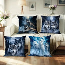 Axyaa Wolves In Moonlit Forest & Snow Pillow Covers - Sofa Bedroom Car Decor