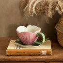 Axyaa Handmade Tulip Ceramic Coffee Cup and Plate Set - Niche Design