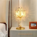 Axyaa Crystal Gold Lotus Table Lamp - Modern LED Desk Light