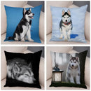 Axyaa Siberian Husky Pet Sofa Cushion Cover - Cute Dog Print Pillowcase Decor