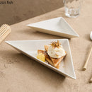 Axyaa White Ceramic Triangle Plate Set for Modern Dining & Molecular Cuisine.