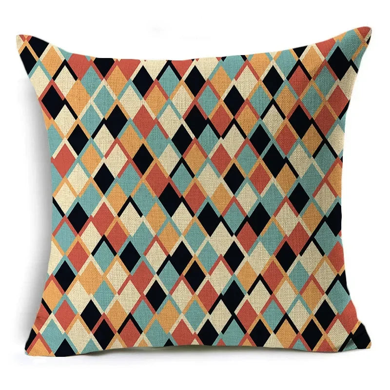 Axyaa Retro Geometry Linen Pillowcase - 45*45cm