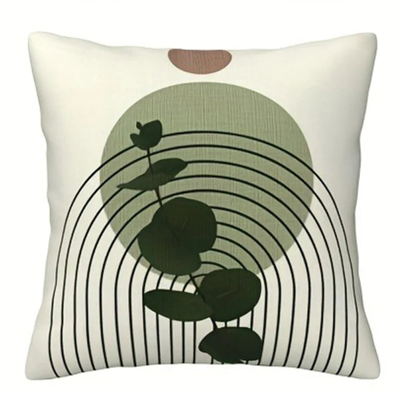 Axyaa Geometric Leaf Pattern Pillowcase: Minimalist Bohemian Decor, Soft and Stylish Sofa Cushion Cover