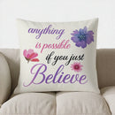 Axyaa Flowers & Positive Motto Pillow Cover - Sofa Bedroom Car Cushion Cover